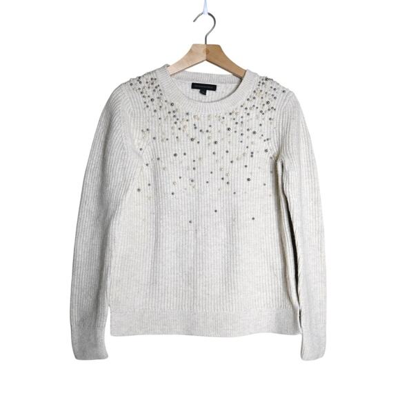 Banana Republic Sweaters - Banana Republic Womens M Pearl Silver Bead Merino Wool Alpaca Blend Sweater